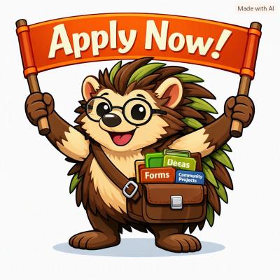 Image of Granty the Hedgehog promoting the small grants